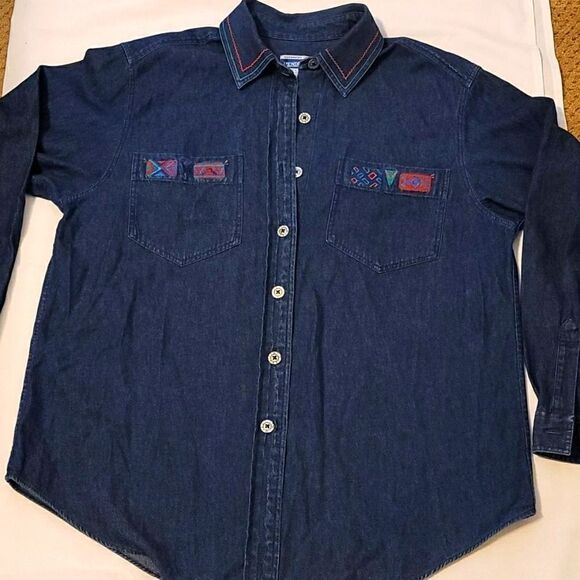 Pendleton denim embroidery shirt size 12 - Picture 1 of 12